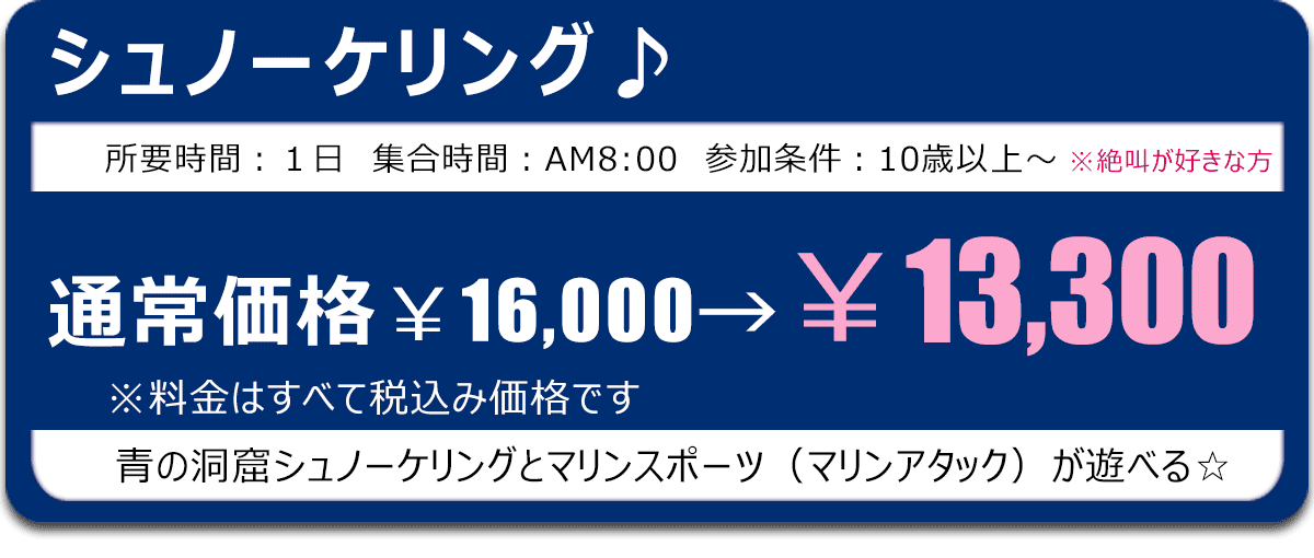 沖縄青の洞窟シュノーケリングセットの料金